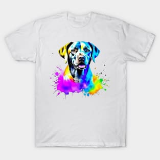 Colorful Labrador Retriever Splatter Art - Tail-Wagging Delight T-Shirt